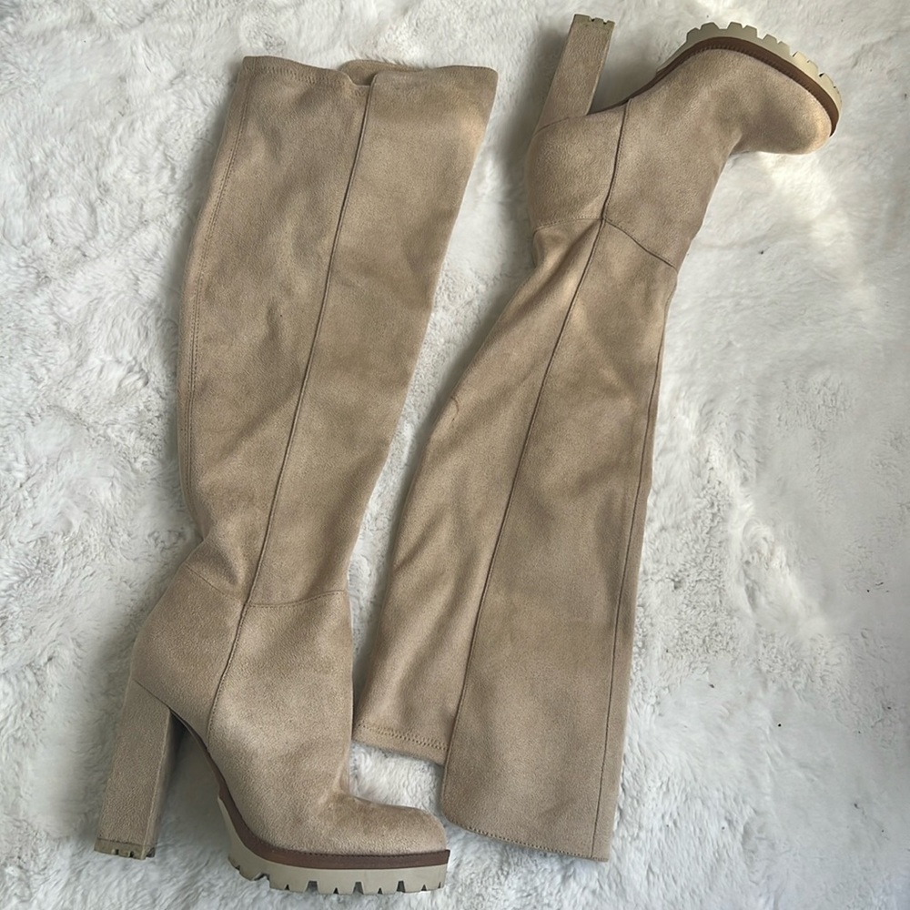 Tan Suede Knee High Boots